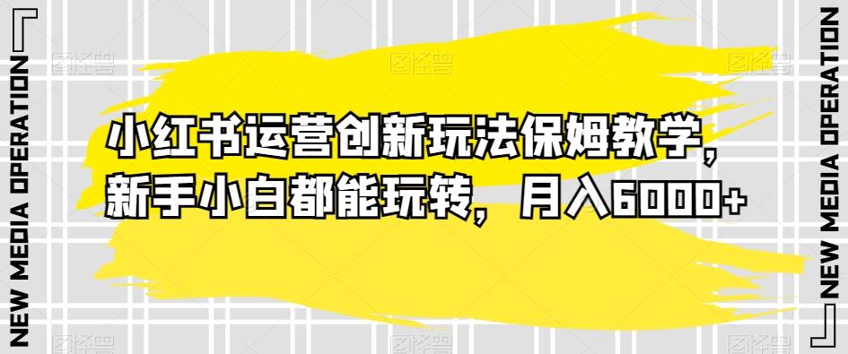 小红书运营创新玩法保姆教学，新手小白都能玩转，月入6000+【揭秘】-资源宝库