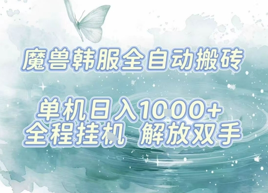 最新韩服游戏搬砖，单机日入1k+，全自动运行挂G项目，解放双手【揭秘】-资源宝库