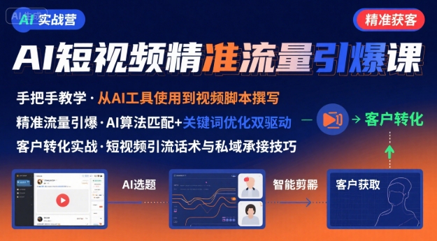 AI+短视频引爆精准客户实战营，手把手教你引爆Ai短视频精准流量-资源宝库