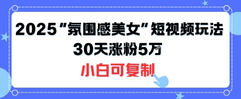 不露脸也能火!2025“氛围感美女”短视频玩法,30天涨粉5W小白可复制
