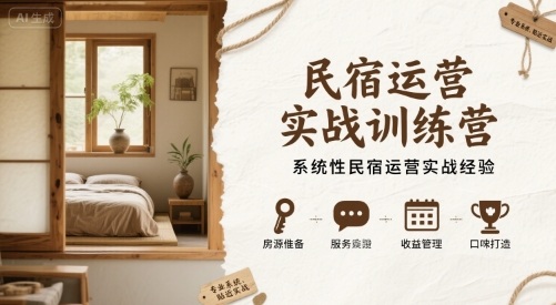 民宿运营实战训练营，系统性民宿运营实战经验-资源宝库