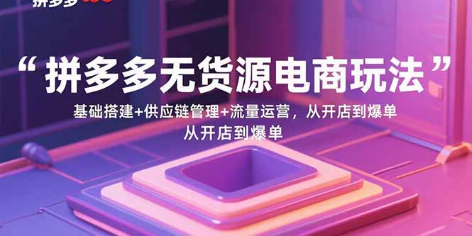 拼多多无货源电商玩法：基础搭建+供应链管理+流量运营，从开店到爆单-资源宝库