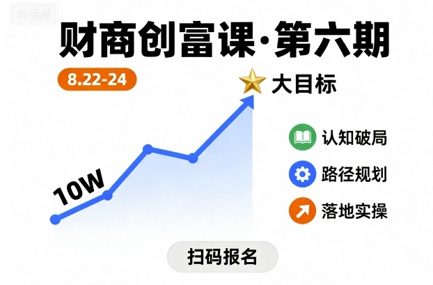 财商创富课第六期8月22-24号，如何从10W起步，一步步实现大目标-资源宝库