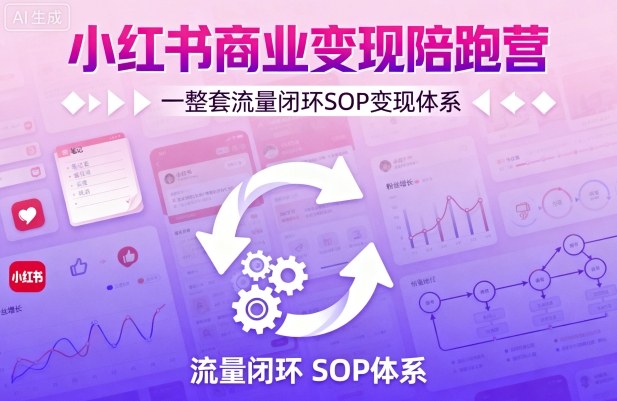 小红书商业变现陪跑营，轻IP矩阵 私域获客 聚光投流，一整套流量闭环SOP变现体系-资源宝库