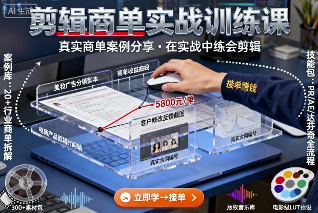 剪辑商单实战训练课，真实商单案例分享，在实战中练会剪辑-资源宝库