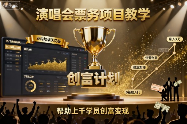 演唱会票务项目教学，业内培训天花板，帮助上千学员创富变现-资源宝库