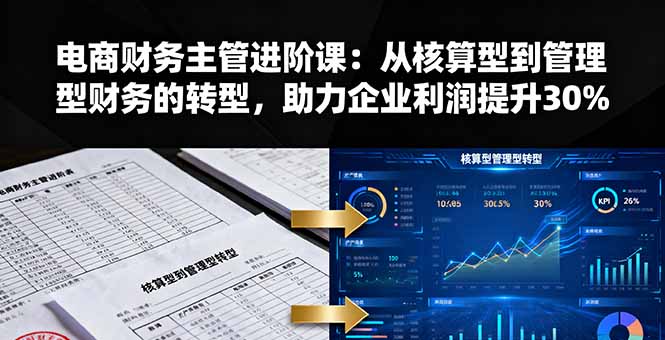 电商财务主管进阶课：从核算型到管理型财务的转型，助力企业利润提升30%-资源宝库