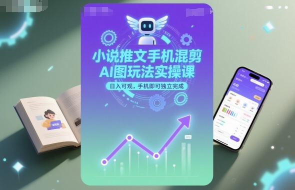 小说推文手机混剪AI图玩法实操课，日入可观，手机即可独立完成-资源宝库