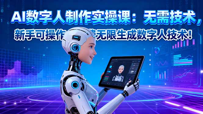 AI数字人制作实操课：无需技术，新手可操作，免费无限生成数字人技术！-资源宝库