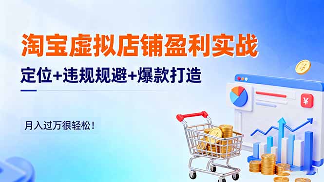 淘宝虚拟店铺盈利实战：定位+违规规避+爆款打造，月入过万很轻松！-资源宝库