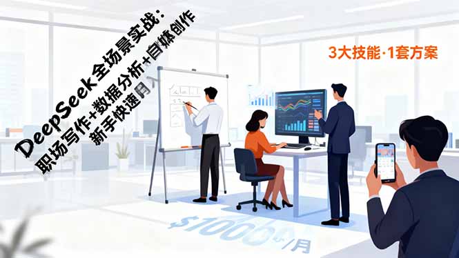 DeepSeek全场景实战：职场写作+数据分析+自媒体创作，新手快速月入过万-资源宝库
