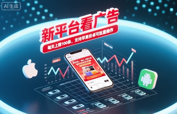 新平台看广告，养好机一条0.3到5米，每天上限100条，支持苹果安卓可批量操作-资源宝库