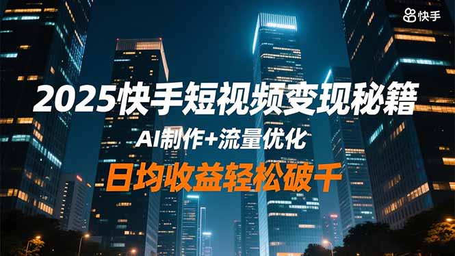 2025快手短视频变现秘籍，AI制作+流量优化，日均收益轻松破千-资源宝库