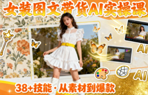女装图文带货的AI实操课，覆盖38个实用技能，快速提升素材制作效率-资源宝库