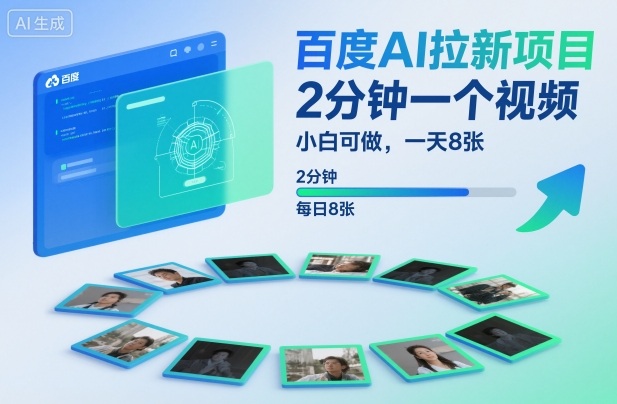 百度AI拉新项目，2分钟一个视频，小白可做，一天8张【附案例+保姆级教程】-资源宝库