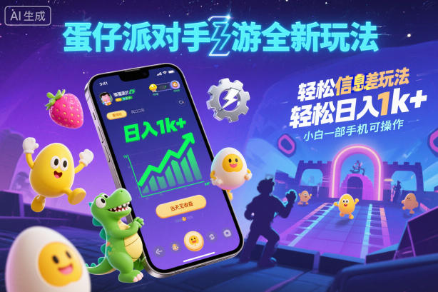 蛋仔派对手游全新玩法，轻松日入1k+，风口信息差玩法，当天见收益，小白一部手机可操作-资源宝库