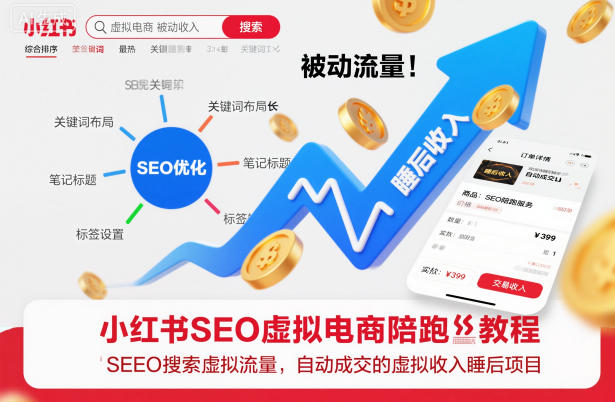小红书SEO虚拟电商陪跑教程，实现seo搜索被动流量，自动成交的被动收入睡后项目-资源宝库
