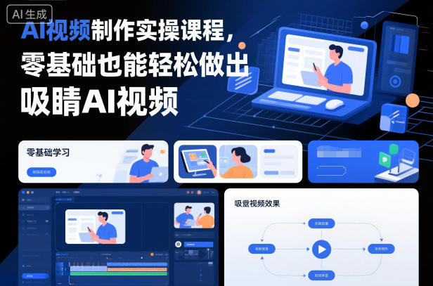 AI视频制作实操课程，零基础也能轻松做出吸睛AI视频-资源宝库