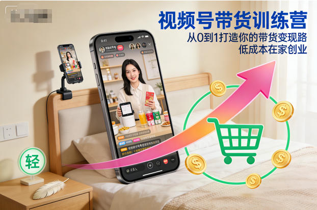 视频号带货训练营，从0到1打造你的带货变现路，低成本在家创业-资源宝库