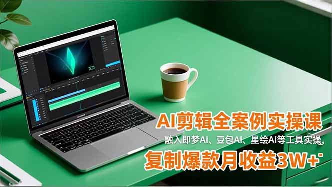 AI剪辑全案例实操课，融入即梦AI、豆包AI、星绘AI等工具实操，复制爆款月收益3W+-资源宝库