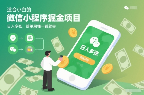 适合小白的微信小程序掘金项目，日入多张，简单易懂一看就会【揭秘】-资源宝库