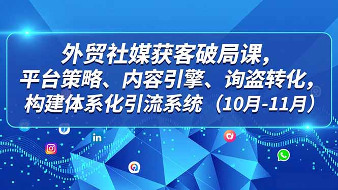 外贸 社媒获客破局课，平台策略、内容引擎、询盘转化，构建体系化引流系统(10月-11月-资源宝库