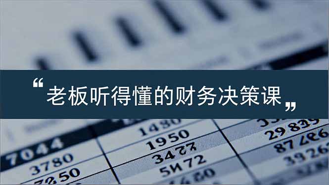 老板能听得懂的财务决策课，报表解读、数据洞察、风险识别，用财务驱动业务增长-资源宝库