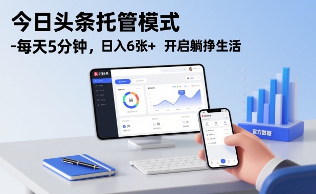 今日头条托管模式，每天5分钟，日入6张+，开启躺挣生活【揭秘】-资源宝库