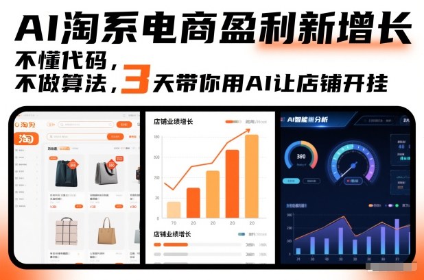 AI淘系电商盈利新增长，不懂代码，不做算法，3天带你用AI让店铺开挂-资源宝库