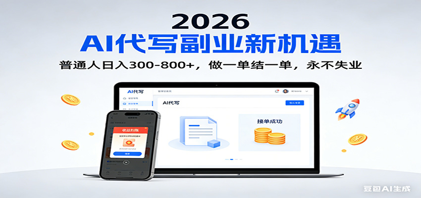 2026 副业首选！AI 代写日入 300-800，普通人0门槛，做一单结一单！-资源宝库