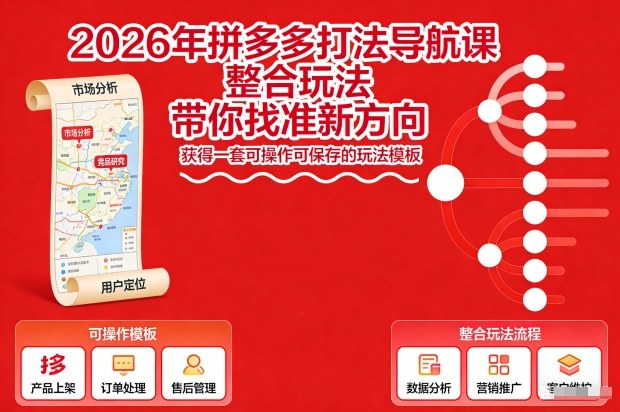 2026年拼多多打法导航课，整合玩法，带你找准新方向，获得一套可操作可保存的玩法模板-资源宝库