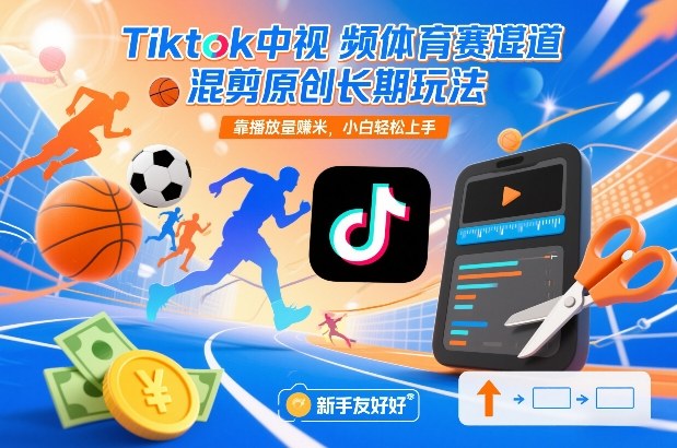 Tiktok中视频体育赛道混剪原创长期玩法，靠播放量賺米，小白轻松上手-资源宝库