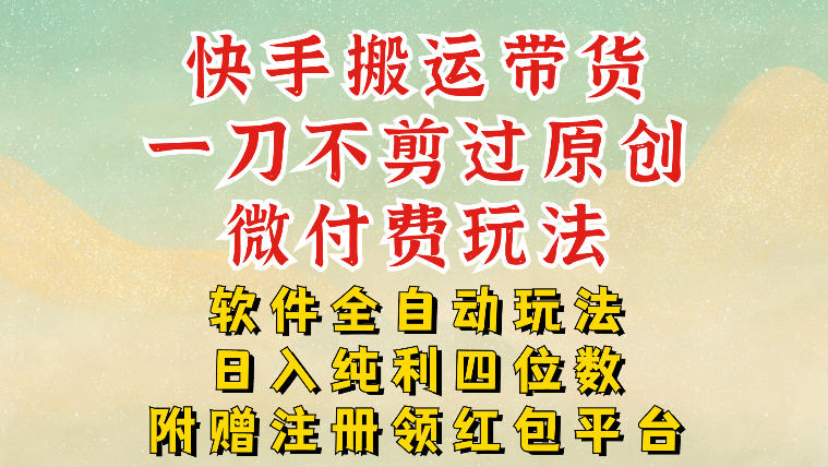 快手搬运带货，一刀不剪过原创，微付费玩法，软件全自动玩法，日入纯利四位数【揭秘】-资源宝库