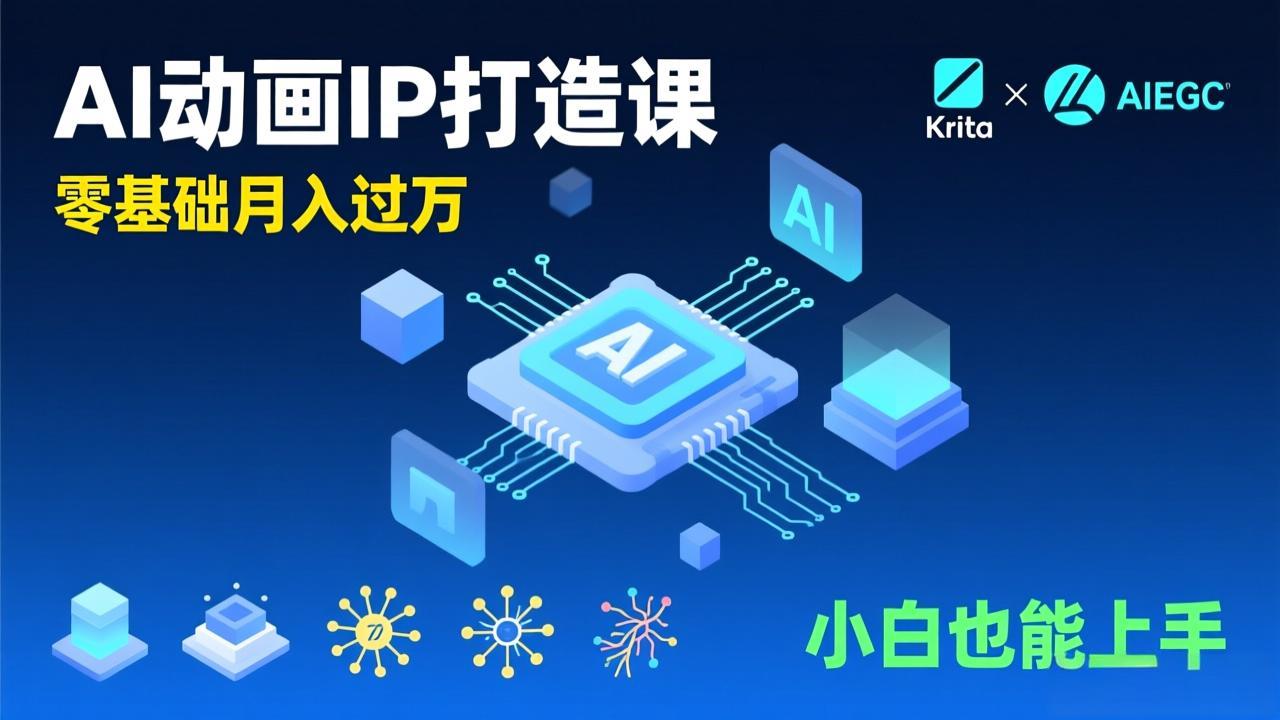 AI动画新手变现课，Krita+AIGC、模型训练、商单资源，零基础月入过万，小白也能上手-资源宝库