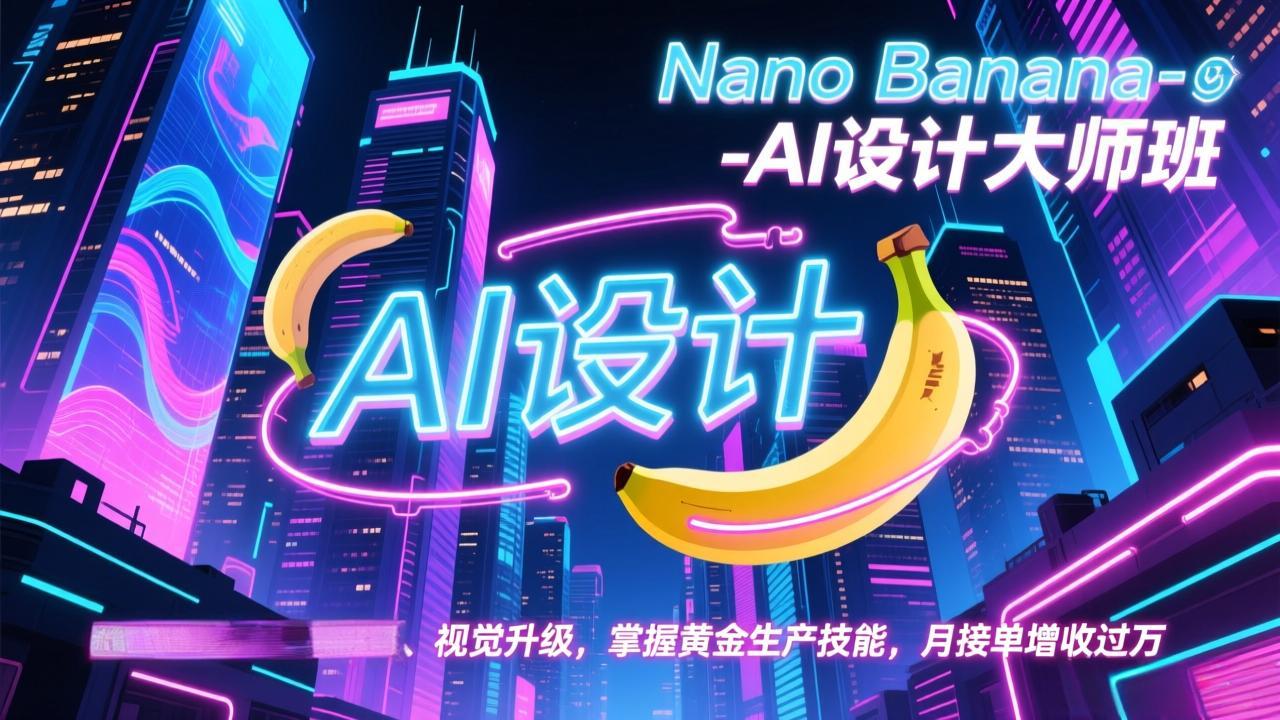 Nano Banana-AI设计大师班，修图合成、广告创作、视觉升级，掌握黄金生产技能，月接单增收过万-资源宝库