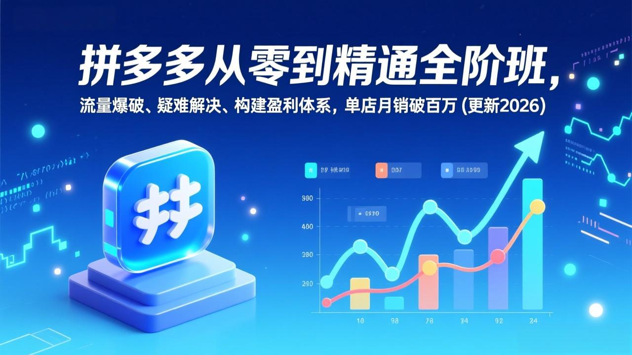 拼多多从零到精通全阶班，流量爆破、疑难解决，构建盈利体系，单店月销破百万(更新2026-资源宝库