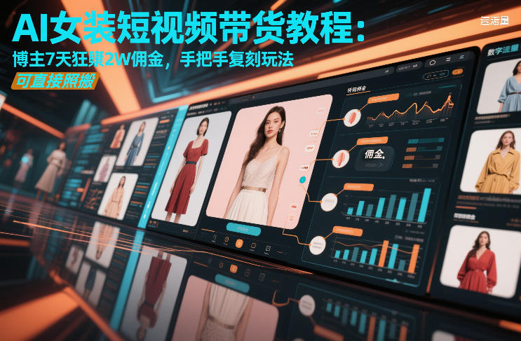 AI女装短视频带货教程:博主7天狂賺2W佣金,手把手复刻玩法,可直接照搬