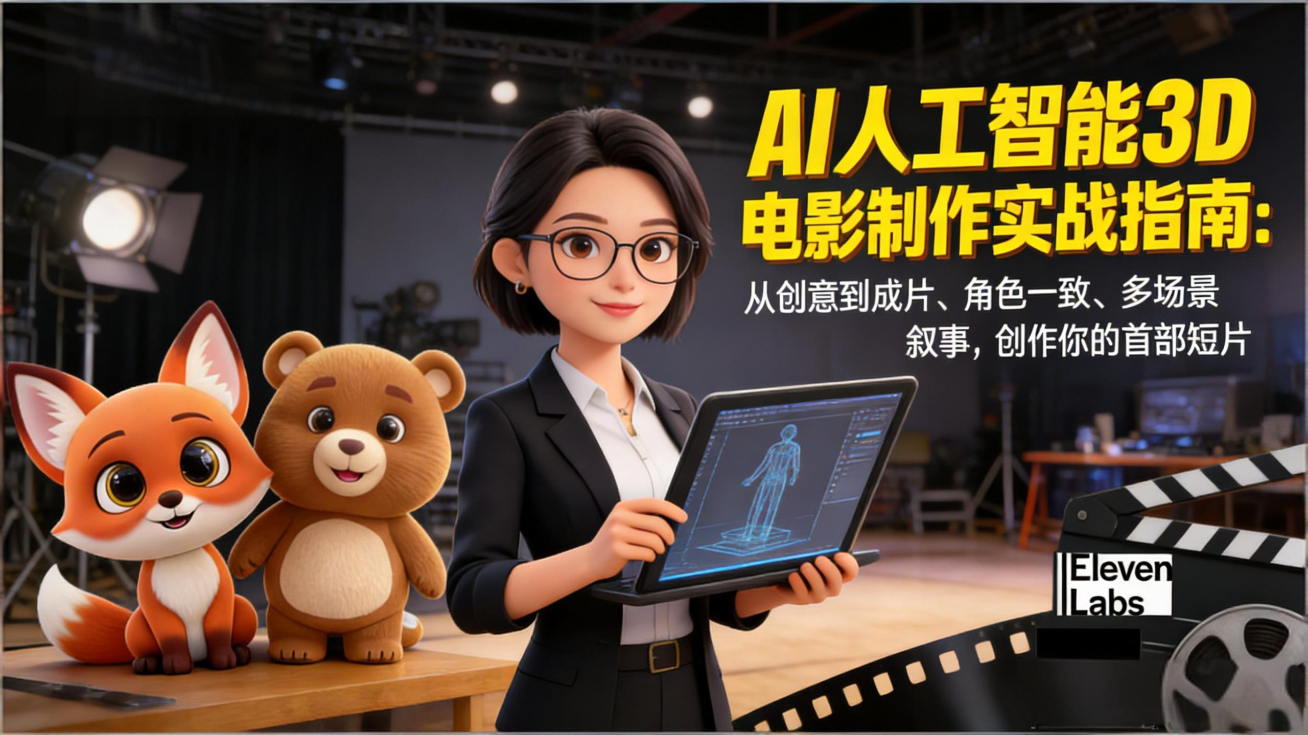 AI人工智能3D电影制作实战指南：从创意到成片、角色一致、多场景叙事，创作你的首部短片-资源宝库