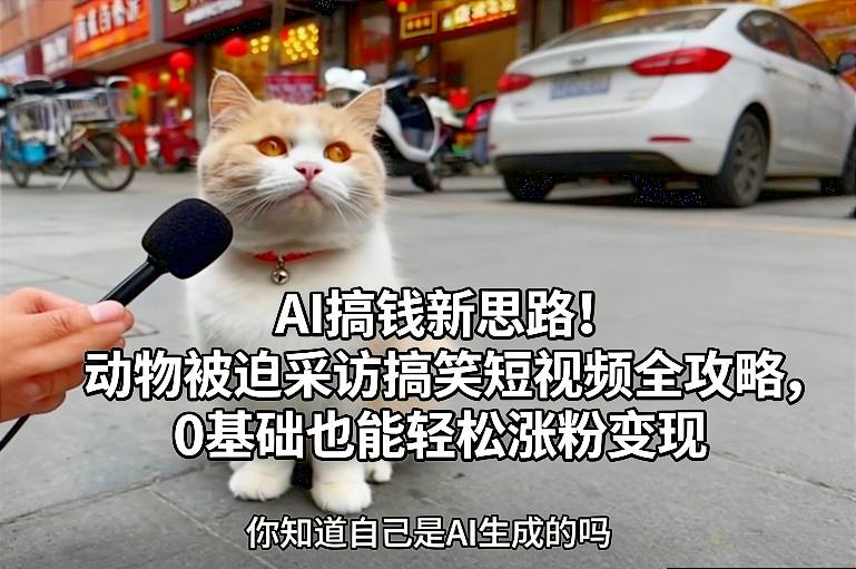AI搞钱新思路！动物被迫采访搞笑短视频全攻略，0基础也能轻松涨粉变现-资源宝库
