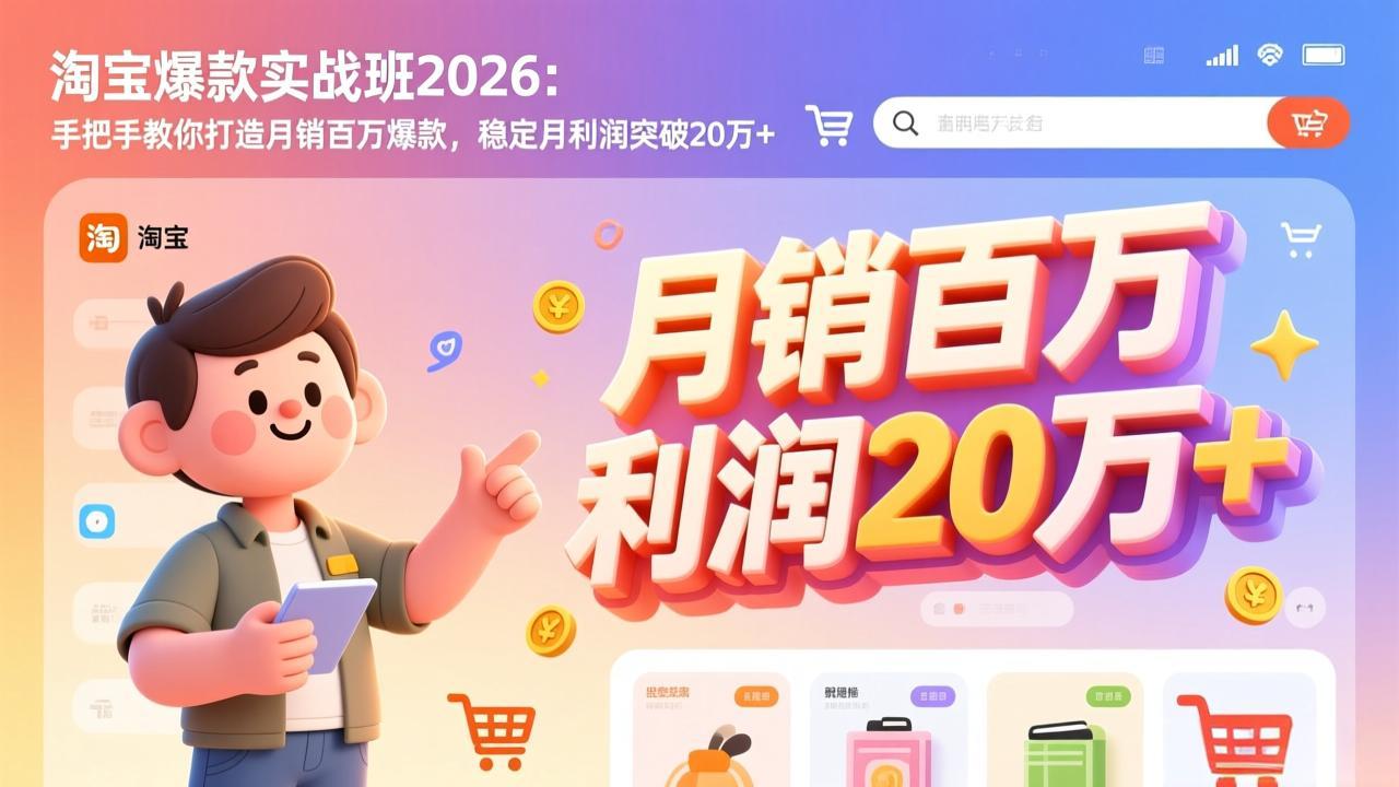淘宝爆款实战班2026：手把手教你打造月销百万爆款，稳定月利润突破20万+-资源宝库