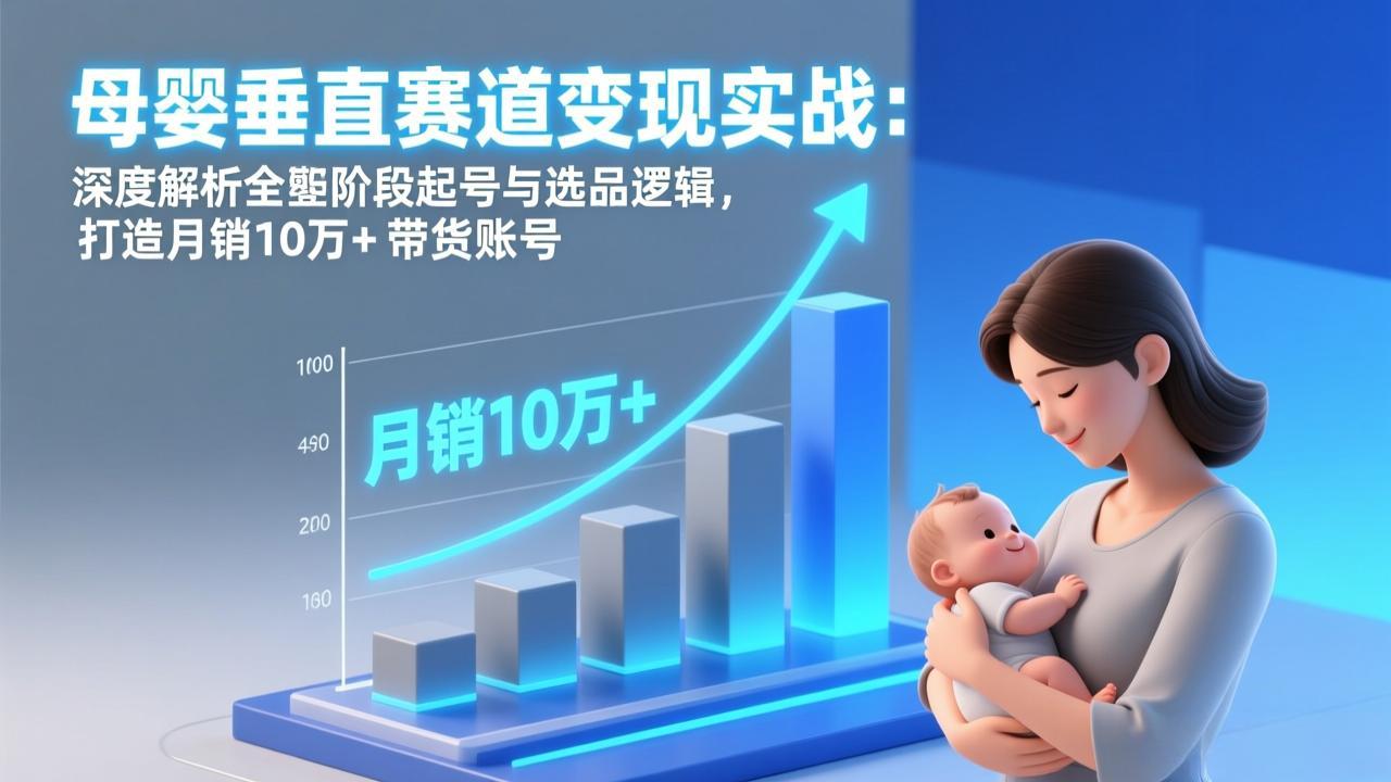 母婴垂直赛道变现实战：深度解析三大阶段起号与选品逻辑，打造月销10万+带货账号-资源宝库