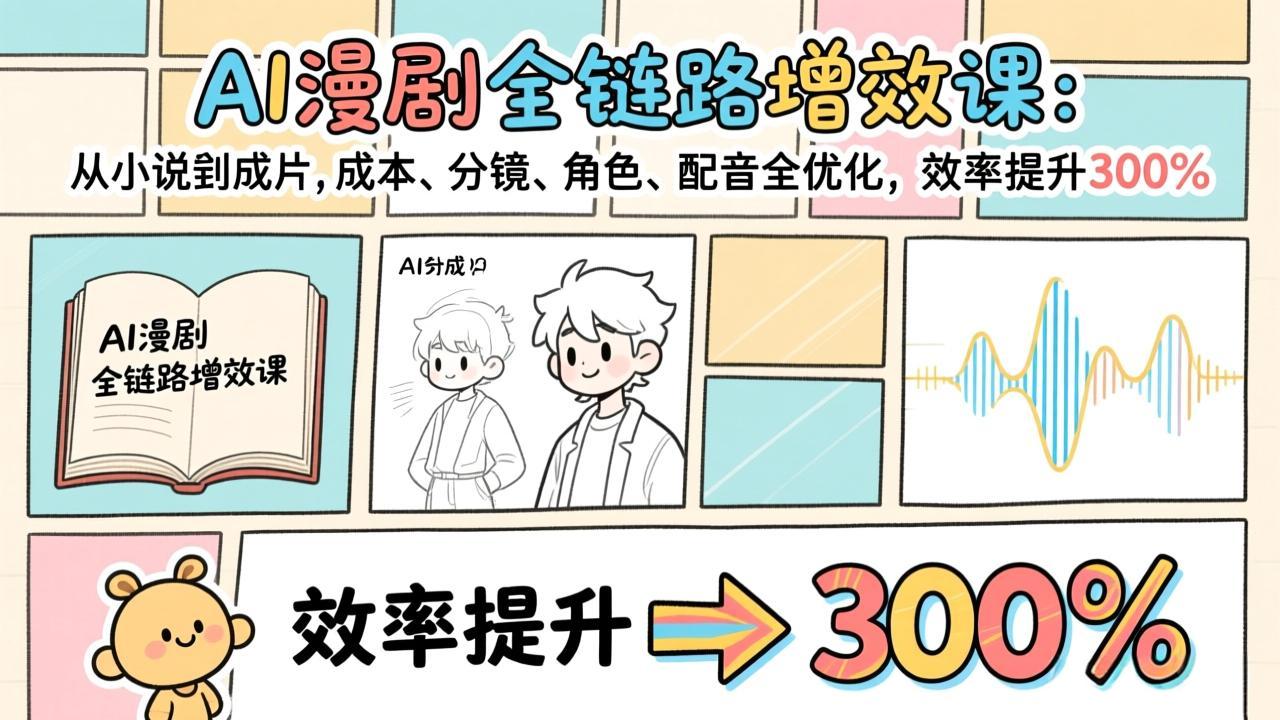AI漫剧全链路增效课：从小说到成片，成本、分镜、角色、配音全优化，效率提升300%-资源宝库