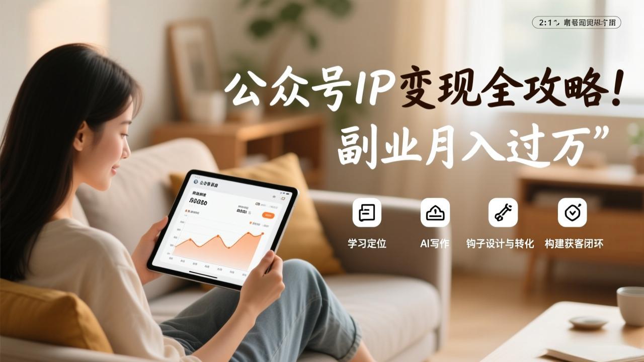 公众号IP变现全攻略，学习定位、AI写作、钩子设计与转化，构建获客闭环，副业月入过万-资源宝库