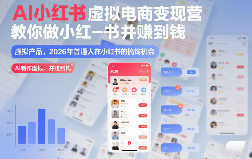 AI小红书虚拟电商变现营，教你做小红书并賺到钱，虚拟产品，2026年普通人在小红书的搞钱机会(完结)-资源宝库