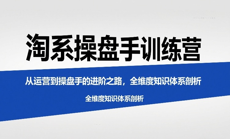 淘系操盘手训练营，​从运营到操盘手的进阶之路，全维度知识体系剖析(更新)-资源宝库