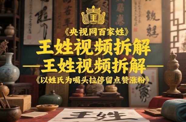 央视网百家姓–王姓视频拆解，以姓氏为噱头拉停留点赞涨粉-资源宝库