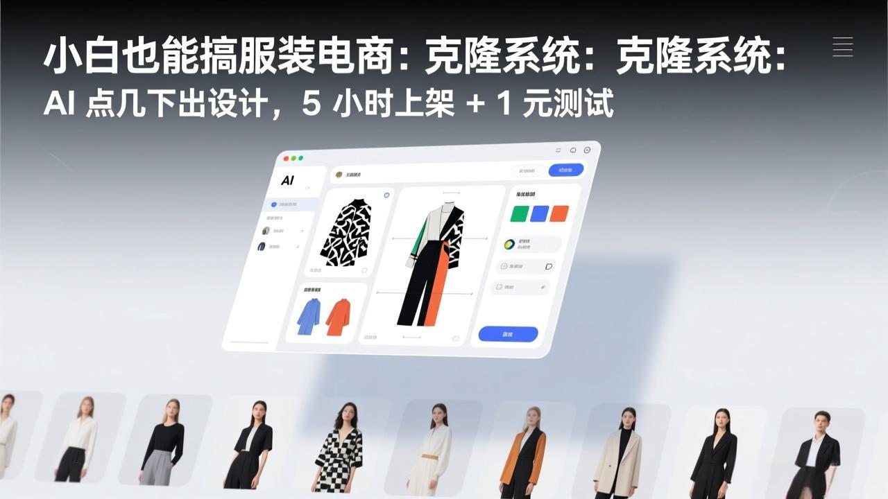 小白也能搞服装电商：克隆系统：AI 点几下出设计，5 小时上架 + 1 元测试-资源宝库