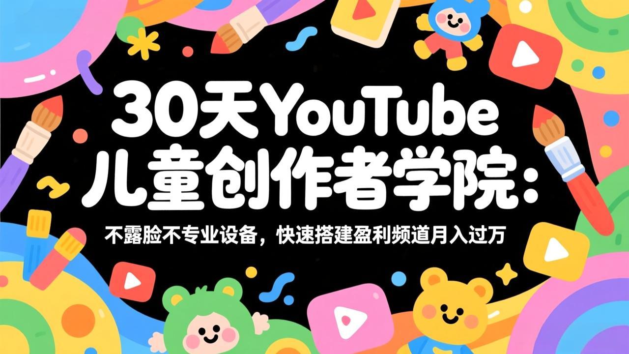 30天YouTube儿童创作者学院：不露脸不专业设备，快速搭建盈利频道月入过万-资源宝库