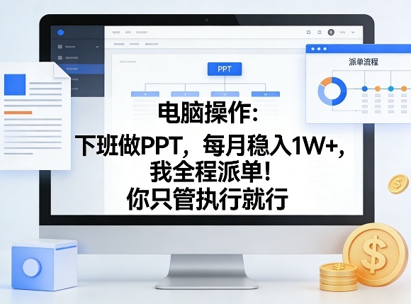 电脑操作：下班做PPT，每月稳入1W+，我全程派单！你只管执行就行【揭秘】-资源宝库