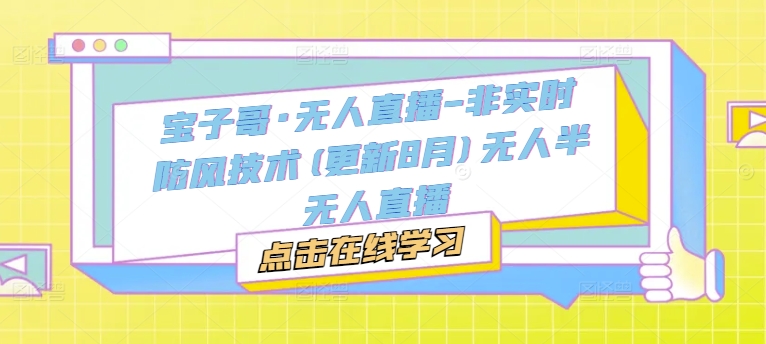 宝子哥·无人直播-非实时防风技术(更新25年6月)无人半无人直播-资源宝库